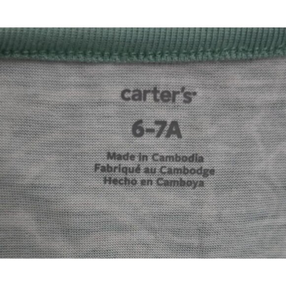 Carters Girls 6-7A Green Tropical Print Sleeveless Nightgown - Picture 2 of 2